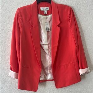 Forever 21 Vibrant Coral open front Blazer